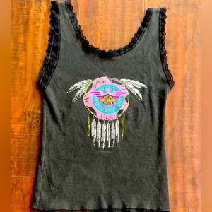 1992 Harley Davidson Vintage Dream Catcher Lace Ribbed Tank Size Small